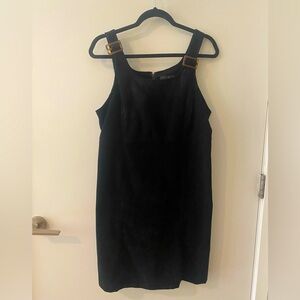 Black Mini Dress with Brown Buckle Sleeves